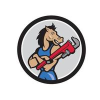 Horse Plumber Monkey Wrench Circle Cartoon vector