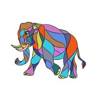 Angry Elephant Walking Mosaic vector