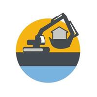 Excavator Digger Handling House Circle Retro vector