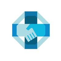 Handshake Forming Cross Octagon Retro vector