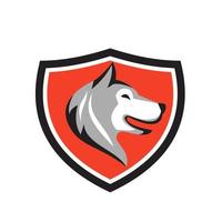 Husky Dog Head Shield Retro vector