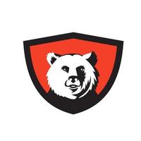 california grizzly bear la cabeza sonriendo cresta retro vector