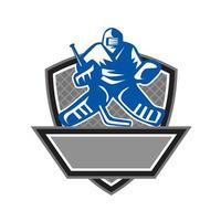 Ice Hockey Goalie Crest Retro vector