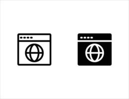 web icon. outline icon and solid icon vector