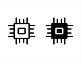 microprocessor icon. outline icon and solid icon vector