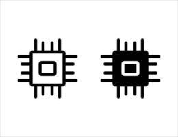 microprocessor icon. outline icon and solid icon vector