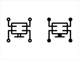 network connection icon. outline icon and solid icon vector