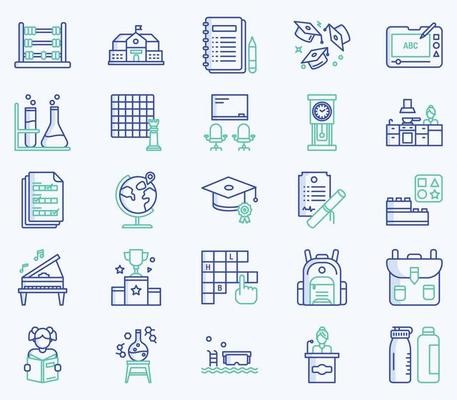 Simple icon set of School and academy Vector Line Icons. Contains such Icons as bag, book, Student, class, experiment and more web icons set. Collection of vector set. 512x512 Pixel Perfect.