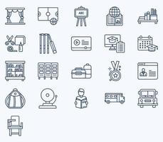 conjunto de iconos simples de iconos de línea vectorial de la escuela y la academia. contiene íconos como bolsa, libro, estudiante, clase, experimento y más íconos web establecidos. colección de conjunto de vectores. 512x512 píxeles perfectos. vector