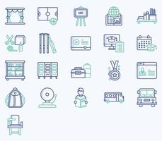 conjunto de iconos simples de iconos de línea vectorial de la escuela y la academia. contiene íconos como bolsa, libro, estudiante, clase, experimento y más íconos web establecidos. colección de conjunto de vectores. 512x512 píxeles perfectos. vector