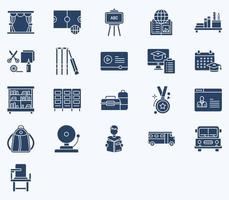 conjunto de iconos simples de iconos de línea vectorial de la escuela y la academia. contiene íconos como bolsa, libro, estudiante, clase, experimento y más íconos web establecidos. colección de conjunto de vectores. 512x512 píxeles perfectos. vector