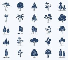 conjunto de iconos de árboles y plantas vector