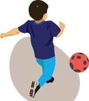 Child Play Football Flat Vector Illustration