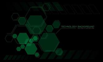 Abstract vector technology green hexagon geometric futuristic on black design modern creative background