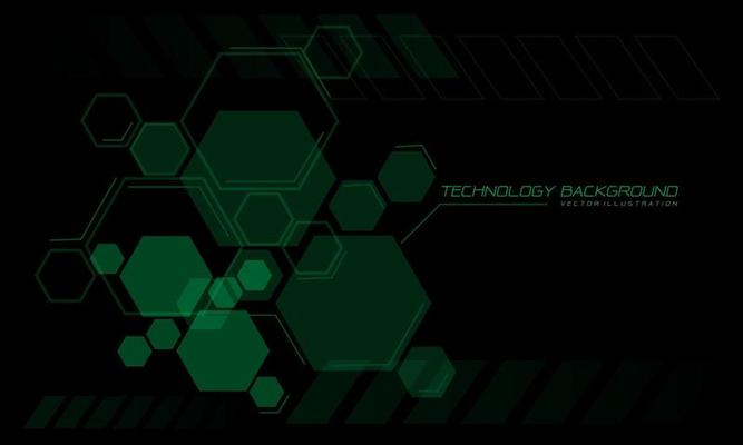 Abstract vector technology green hexagon geometric futuristic on black design modern creative background