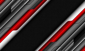 Abstract grey red metallic cyber black circuit geometric with dark hexagon mesh design modern futuristic technology background vector