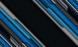 circuito negro cibernético metálico azul gris abstracto geométrico con diseño de malla hexagonal oscuro vector de fondo de tecnología futurista moderna