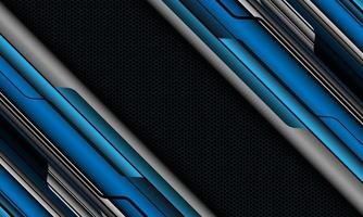 Abstract grey blue metallic cyber black circuit geometric with dark hexagon mesh design modern futuristic technology background vector