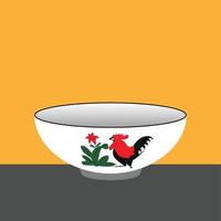 a bowl with a picture of a chicken vector