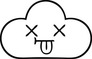 line drawing cartoon storm cloud vector