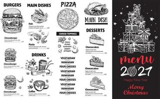 Christmas menu. Hand drawn illustration. Sketch illustration. Vector. vector