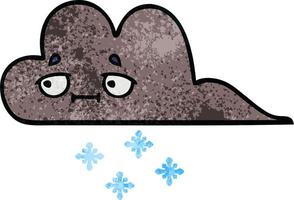 retro grunge texture cartoon storm snow cloud vector