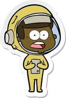 sticker of a cartoon surprised astronaut vector