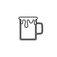 mug icon with overfilled with water on white background. simple, line, silhouette and clean style. black and white. suitable for symbol, sign, icon or logo vector