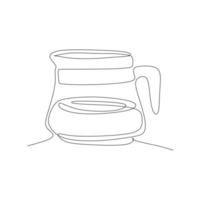 Coffee Maker Pot V60 Drip Kettle. Continuous single line drawing vector illustration hand drawn style design for food and beverages concept