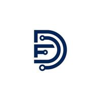 letra f, combinación de d con tecnología, diseño de logotipo de estilo minimalista elegante editable vector