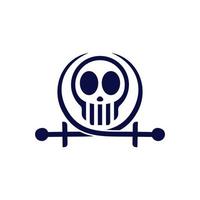 combinación de cara de calavera con espada, diseño de logotipo de estilo de arte de línea elegante minimalista editable vector