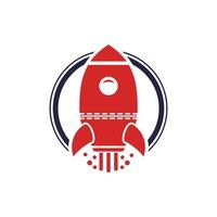 Rocket Combination With Circle, Minimalist Elegant Logo Design Editable vector