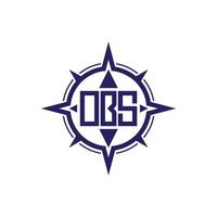 Letter O,B,S Combination With Compass Saturn,Elegant Minimalist Logo Design vector