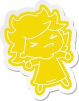 cartoon sticker of a cute kawaii girl vector