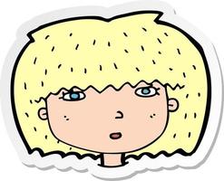 sticker of a cartoon female face vector