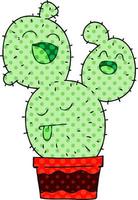 quirky comic book style cartoon cactus vector