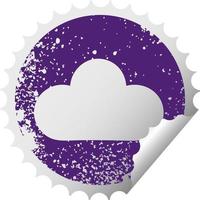 distressed circular peeling sticker symbol white cloud vector