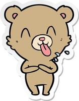 sticker of a rude cartoon bear vector