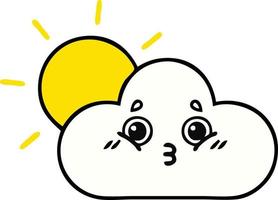 cute cartoon sun and cloud vector