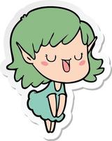 sticker of a cartoon elf girl vector