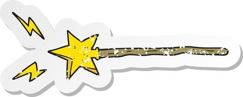 retro distressed sticker of a cartoon magic wand vector