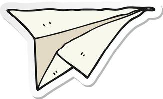 sticker of a cartoon paper airplane vector