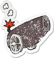 retro distressed sticker of a cartoon cannon vector