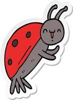 sticker of a cute cartoon ladybug vector