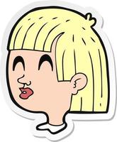 sticker of a cartoon female face vector