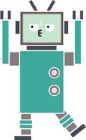 flat color retro cartoon robot vector