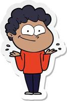 sticker of a cartoon happy man vector