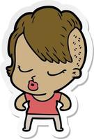 sticker of a cartoon pretty hipster girl vector