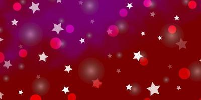 Light Pink, Red vector pattern with circles, stars.