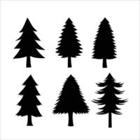 Ilustración de vector de silueta de árbol de pino. signo y símbolo del árbol de navidad.